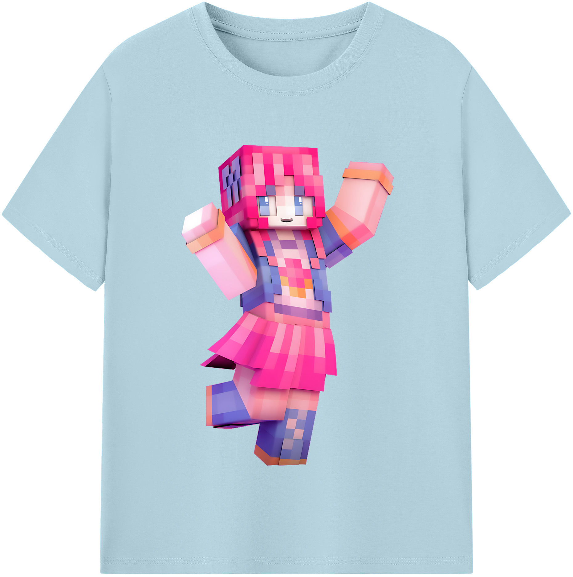 （画像用） マインクラフト ブロックの世界 Minecraft MC Block world 綿100％半袖Tシャツ（フロントプリント）